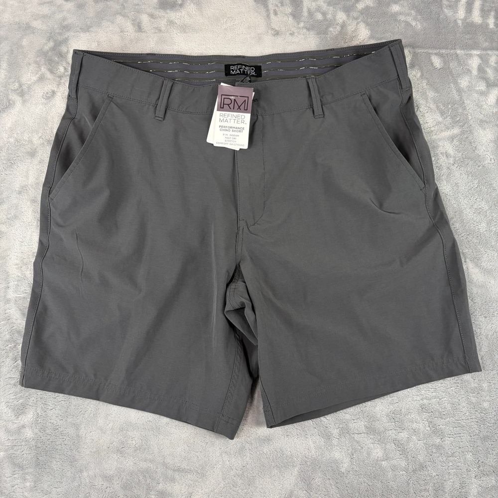 Refined Matter Mens Size 40 Gray Performance Chino Golf Shorts NEW